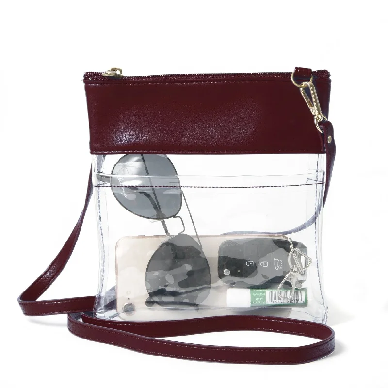 Women's crossbody bags fashionable-look -Gameday Crossbody Clear Bag - Maroon