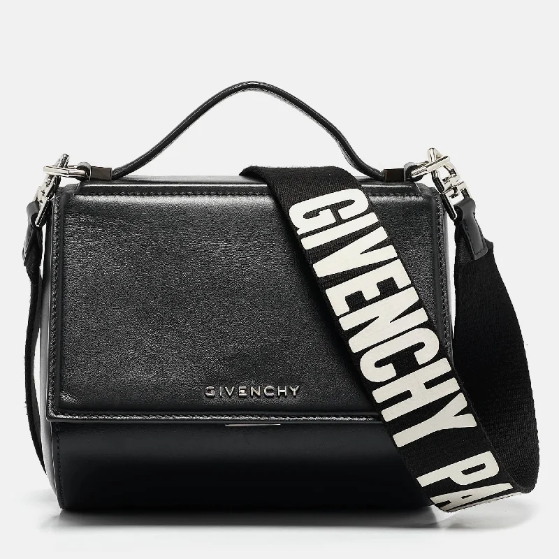 Women's crossbody bags solid-color -Givenchy Black Leather Mini Pandora Box Crossbody Bag