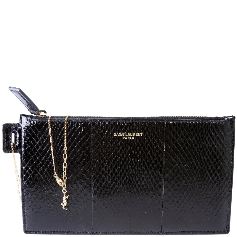 Women's chain bag quality ensemble -Snakeskin Pouch With Chain