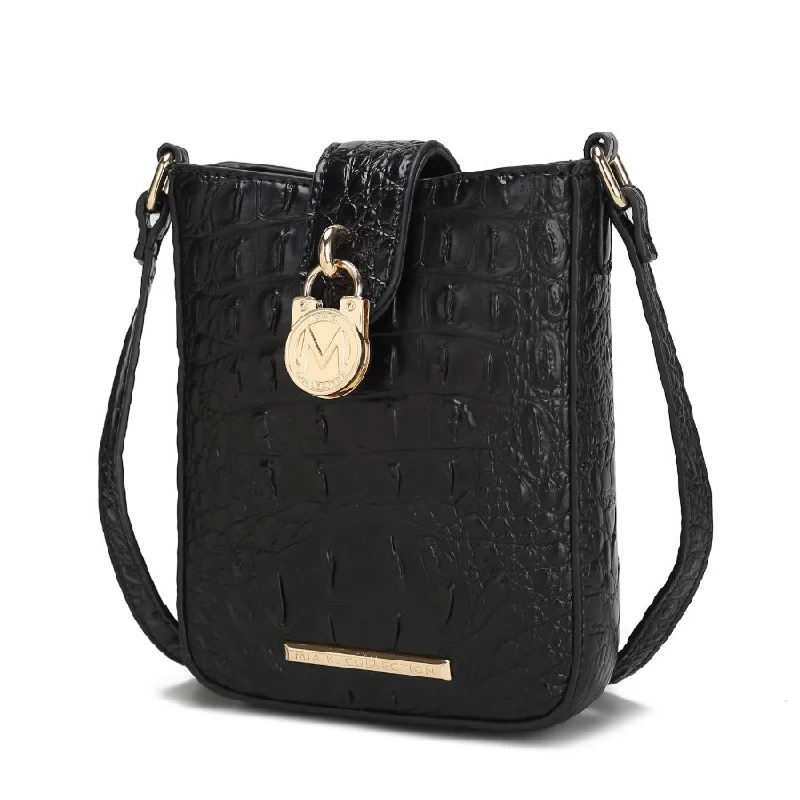 Women's crossbody bags chain-chic -Avery Faux Crocodile Embossed Vegan Leather Women’s Crossbody Bag