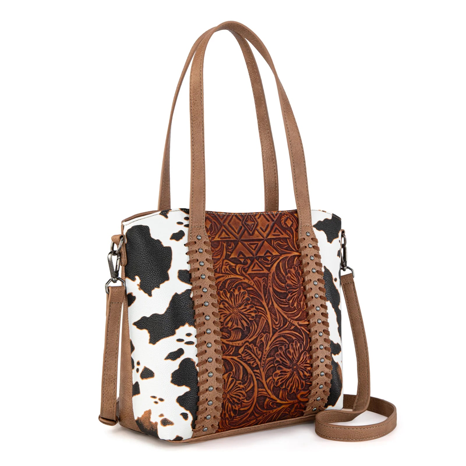 Women's tote bag lightweight collection -Montana West Tooled Collection Concealed Carry Tote/Crossbody - Brown