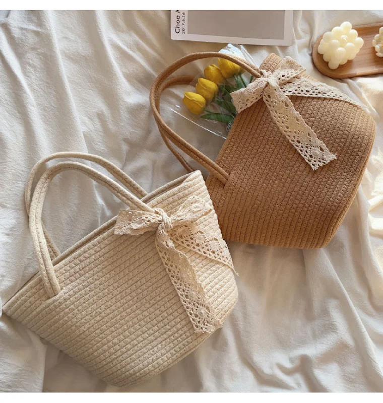 Women's handbags fashionable-look -Elena Handbags Woven Cotton Basket Bag