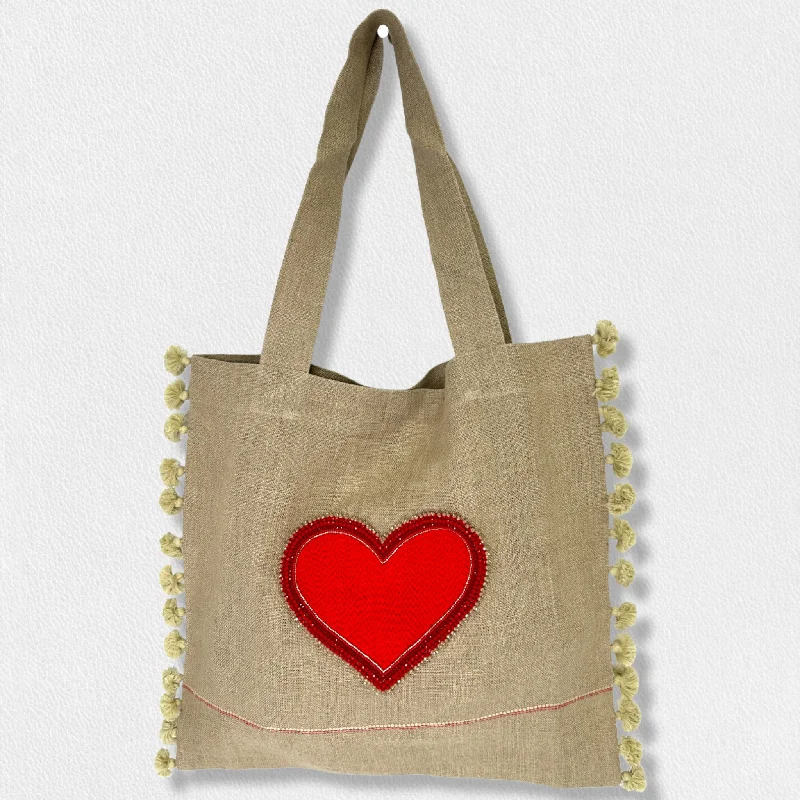 Women's tote bag plush interior -LINEN MARKET TOTE