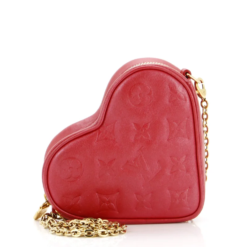 Women's chain bag quick-carry bundle -Coeur Heart on Chain Bag Monogram Embossed Lambskin