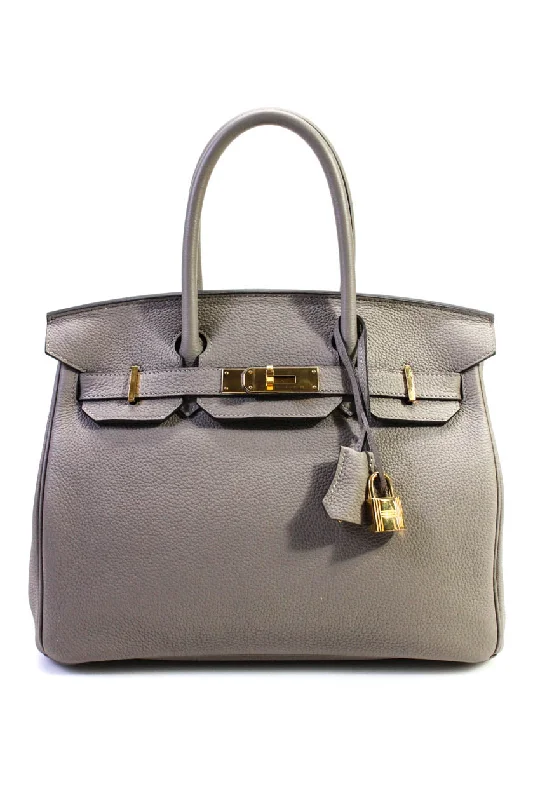 Women's tote bag standout pattern -Hermes Birkin 30 Togo Leather 2018 Tote Handbag With Gold Hardware Etoupe Gray