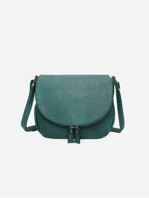 Women's shoulder bag monogram detail -The Original Vegan Leather Shoulder Bag | Peacock Blue