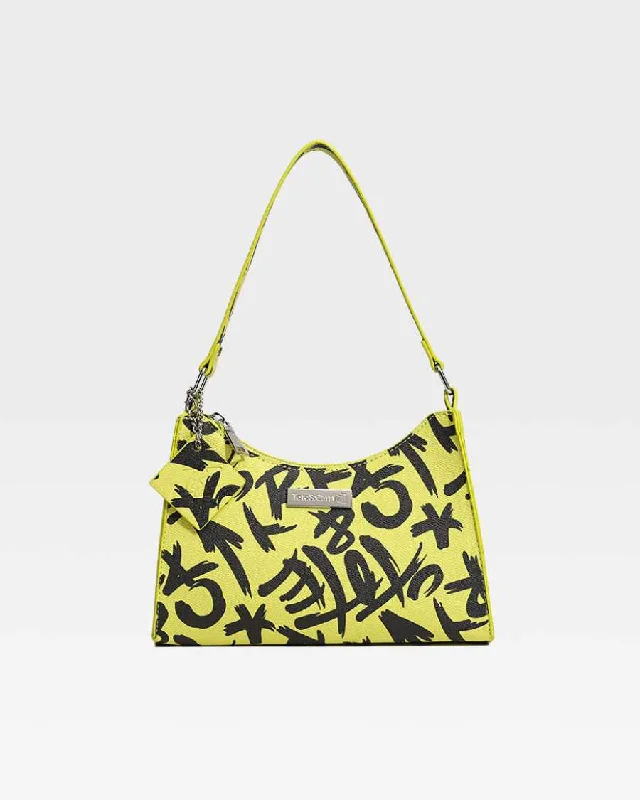 Women's shoulder bag unique pattern -Graffiti Shoulder Bag in Yellow