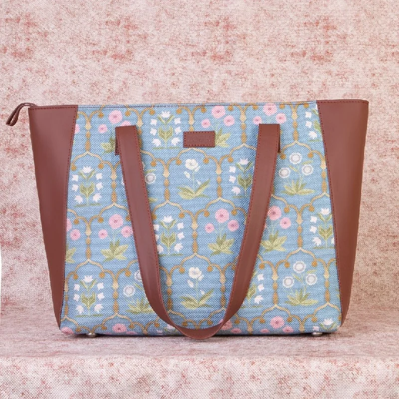 Women's tote bag light offer -Jaipur Fresco Blue Side Tote Bag