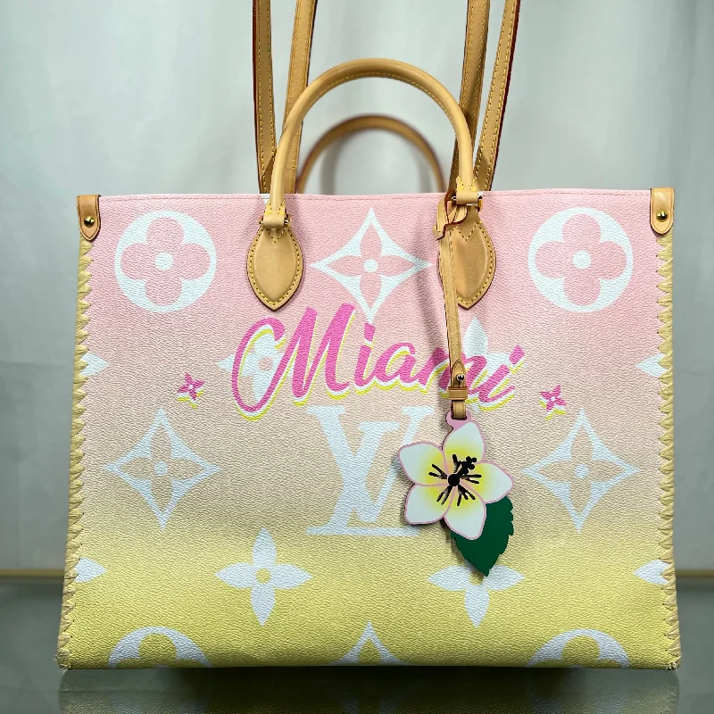 Women's tote bag prompt delivery -LOUIS VUITTON On The Go GM Light Pink Yellow Giant Monogram Canvas By The Pool Tote Bag