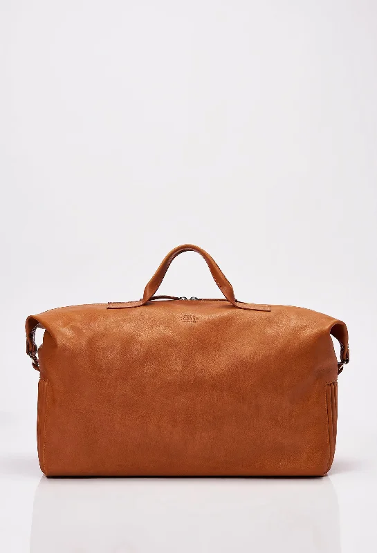 Women's handbags recycled -Tan Leather Duffel Bag