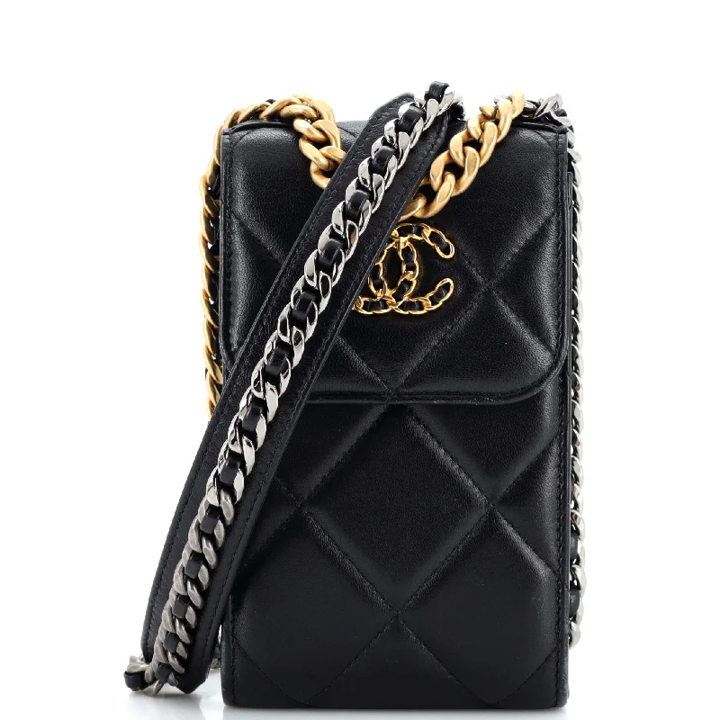 Women's chain bag sport deal -19 Vertical Phone Holder with Chain Quilted Lambskin