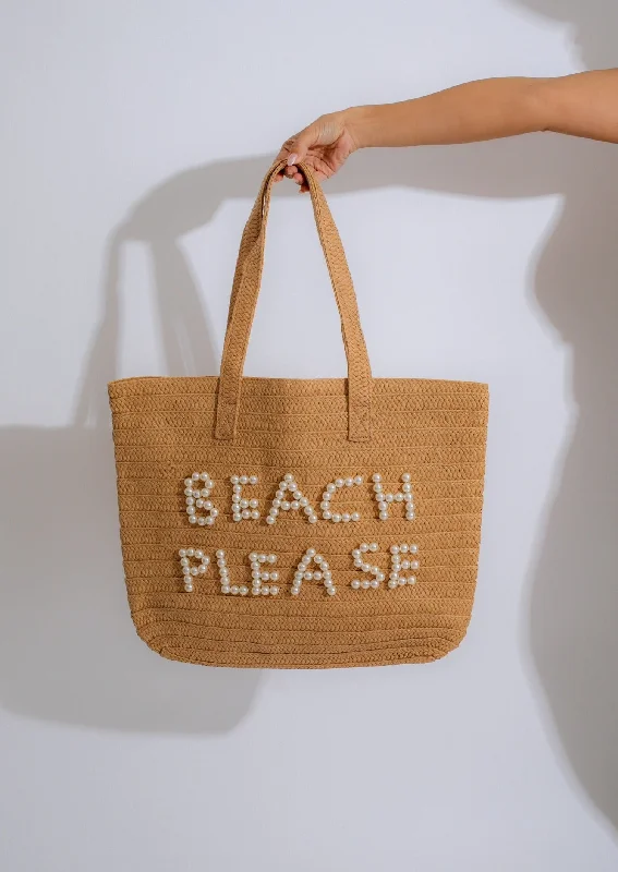 Women's tote bag personal special -Beach Please Pearl Tote Bag Nude