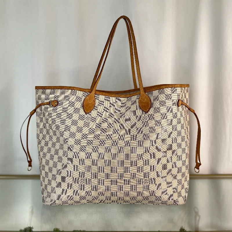 Women's tote bag bold hues -LOUIS VUITTON Damier Azur Neverfull GM Tote