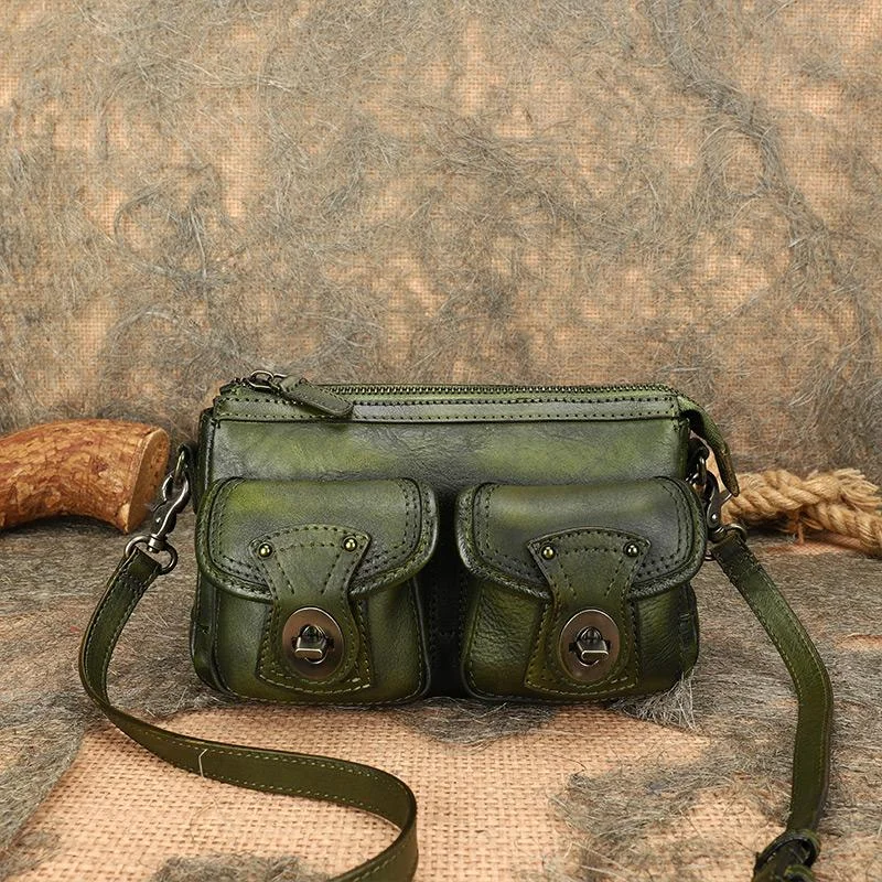 Women's shoulder bag seasonal sale -Women's Satchel Shoulder Bag Green Leather Crossbody Purse For Women