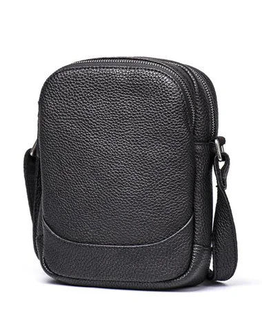 Women's shoulder bag modern silhouette -Casual Black Leather Mens Small Shoulder Bag Small Side Bag Messenger Bag For Men