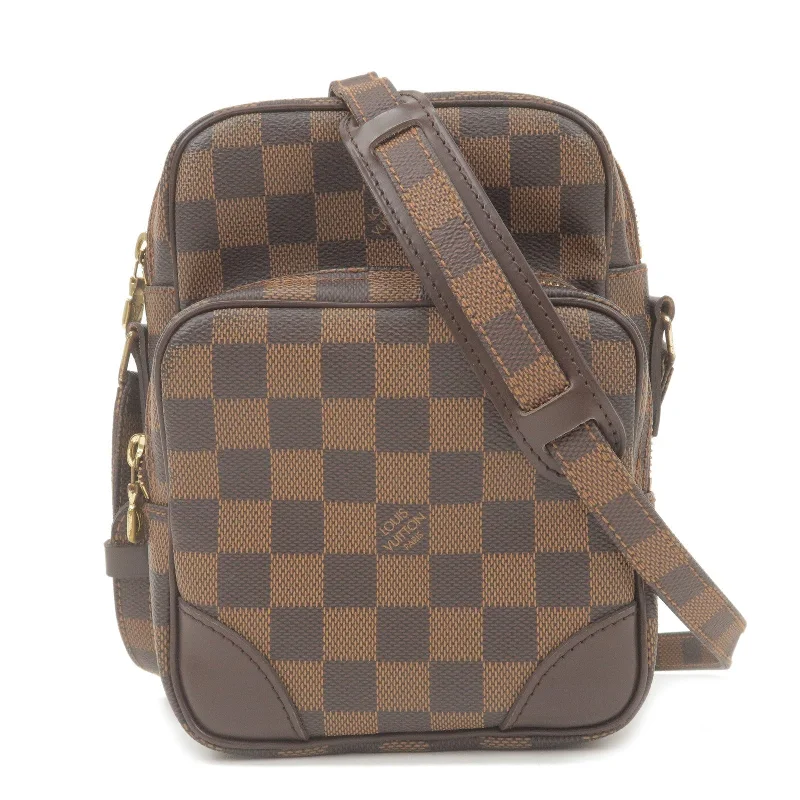 Women's shoulder bag compact style -Louis Vuitton Damier Amazone Shoulder Bag SPO Brown N48074