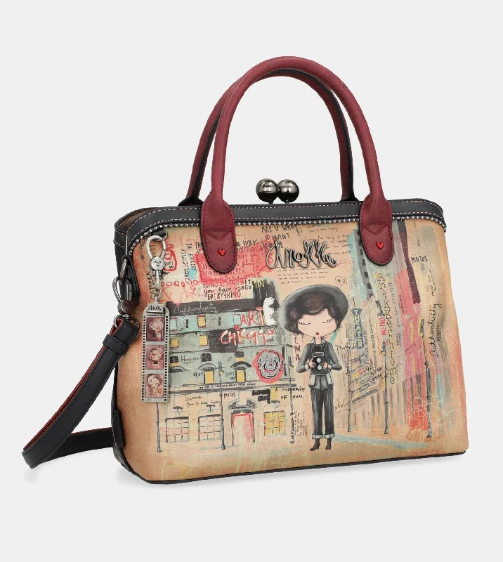 Women's handbags evening -City Art handbag with a kiss lock closure