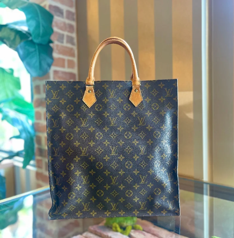 Women's tote bag vivid artwork -LOUIS VUITTON Sac Plat Brown Monogram Canvas Tote Bag